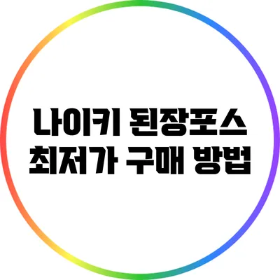 나이키 된장포스 최저가 구매 방법