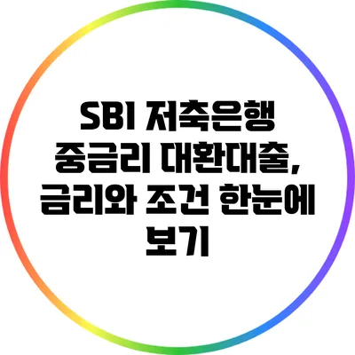 SBI 저축은행 중금리 대환대출, 금리와 조건 한눈에 보기