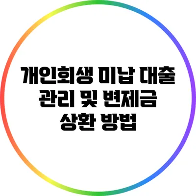 개인회생 미납 대출 관리 및 변제금 상환 방법