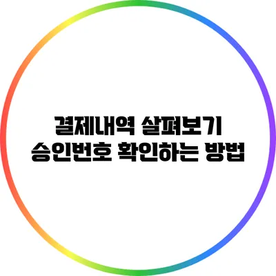 결제내역 살펴보기: 승인번호 확인하는 방법