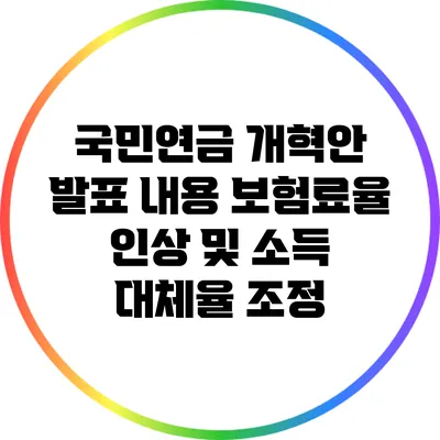 국민연금 개혁안 발표 내용: 보험료율 인상 및 소득 대체율 조정