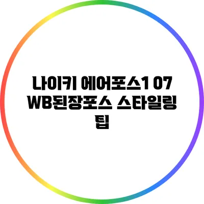 나이키 에어포스1 07 WB된장포스 스타일링 팁