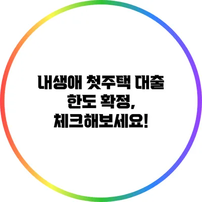내생애 첫주택 대출 한도 확정, 체크해보세요!
