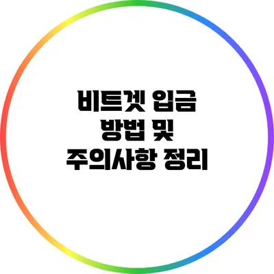 비트겟 입금 방법 및 주의사항 정리