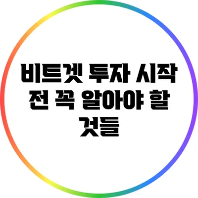 비트겟 투자 시작 전 꼭 알아야 할 것들