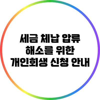 세금 체납 압류 해소를 위한 개인회생 신청 안내