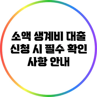 소액 생계비 대출 신청 시 필수 확인 사항 안내