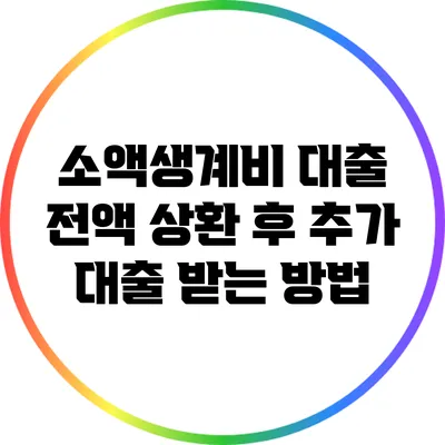 소액생계비 대출 전액 상환 후 추가 대출 받는 방법