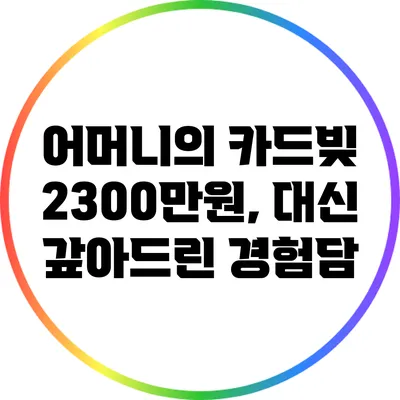 어머니의 카드빚 2300만원, 대신 갚아드린 경험담