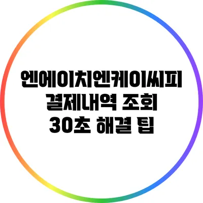 엔에이치엔케이씨피 결제내역 조회 30초 해결 팁