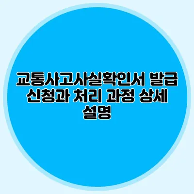 교통사고사실확인서 발급 신청과 처리 과정 상세 설명