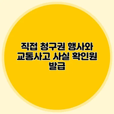 직접 청구권 행사와 교통사고 사실 확인원 발급