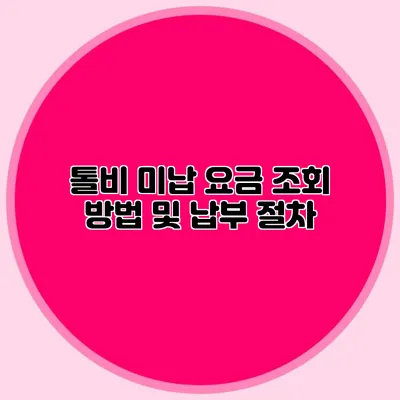 톨비 미납 요금 조회 방법 및 납부 절차