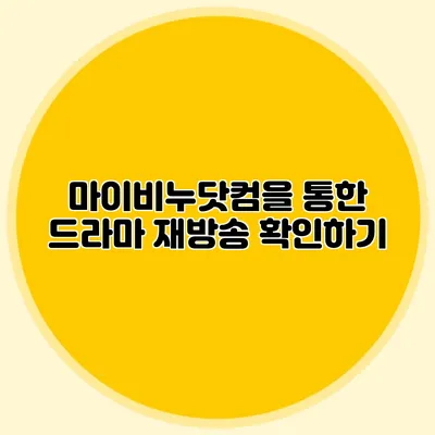 마이비누닷컴을 통한 드라마 재방송 확인하기