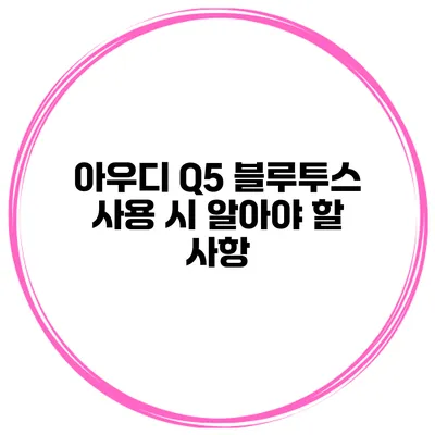 아우디 Q5 블루투스 사용 시 알아야 할 사항