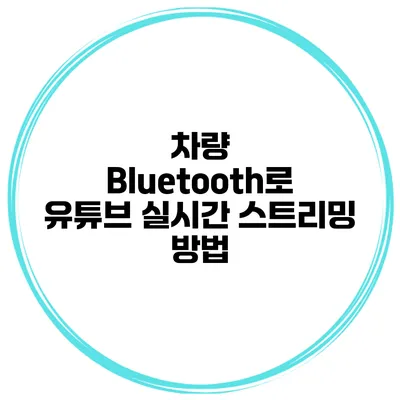 차량 Bluetooth로 유튜브 실시간 스트리밍 방법